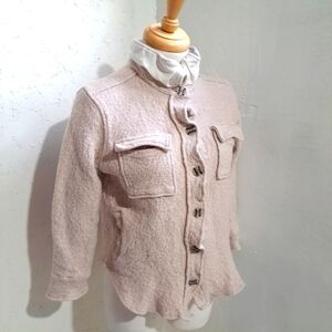 RW&CO | Pastel pink & white wool blend women's button up jacket